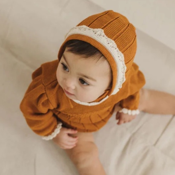 Fin & Vince Adeline Mustard Knitted Bonnet - Picture 1 of 9